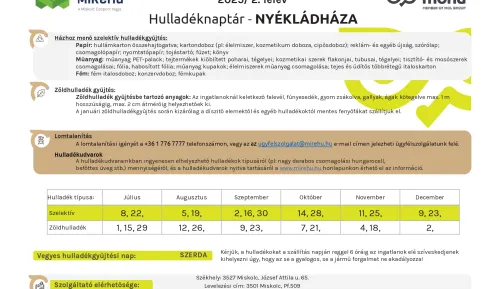 2. féléves hulladéknaptár 
